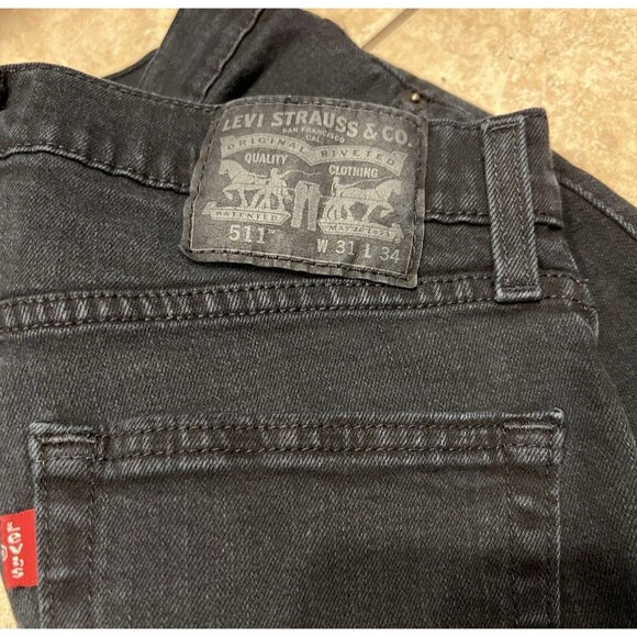 Levi's Jeans Mens 31x34 511 Slim Straight Black Stretch Denim Black Label Pants - Picture 1 of 8